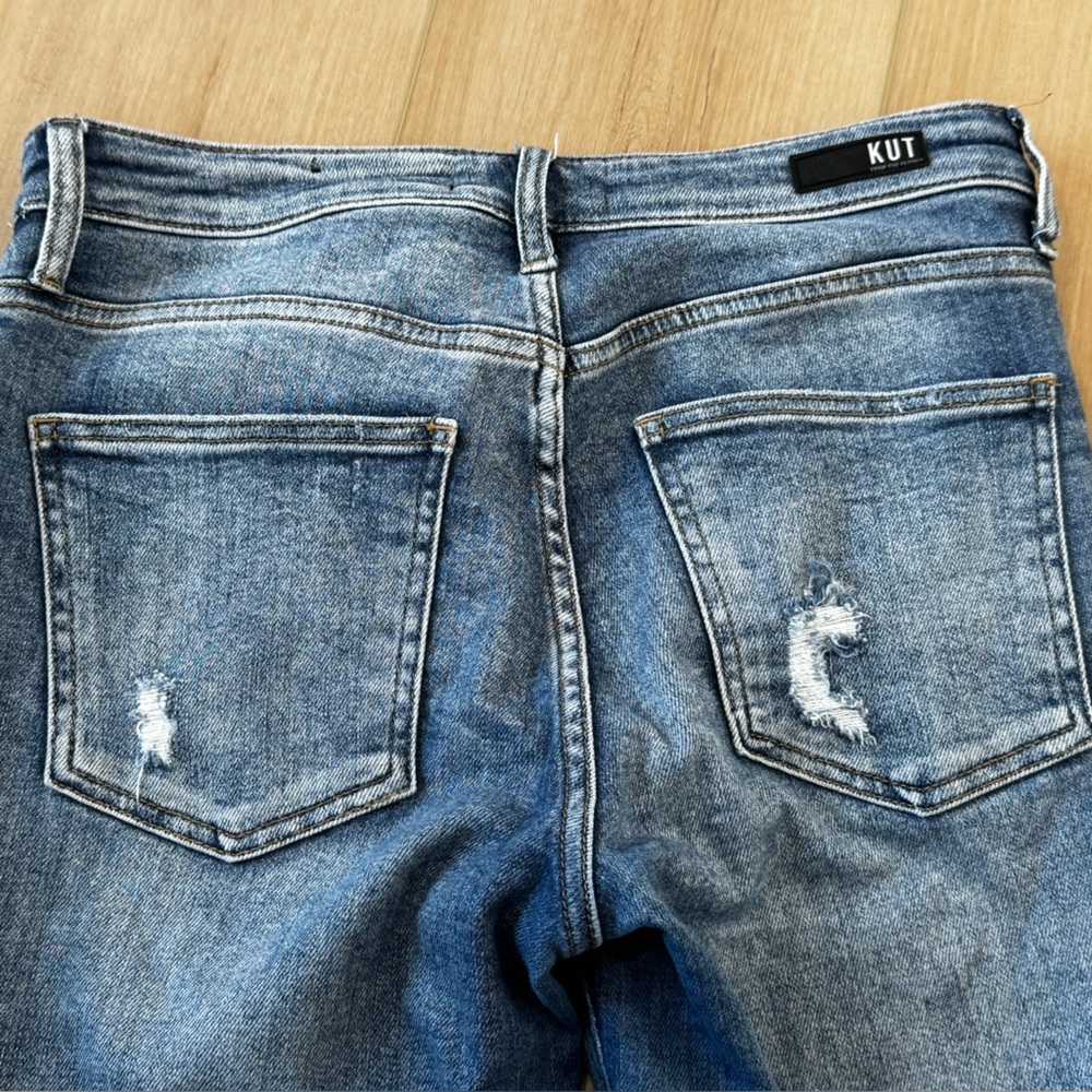 Kut from the Kloth Rachael Fab Ab Mom Jeans High Rise Distressed Raw Hem Sz 4 - Picture 12 of 13